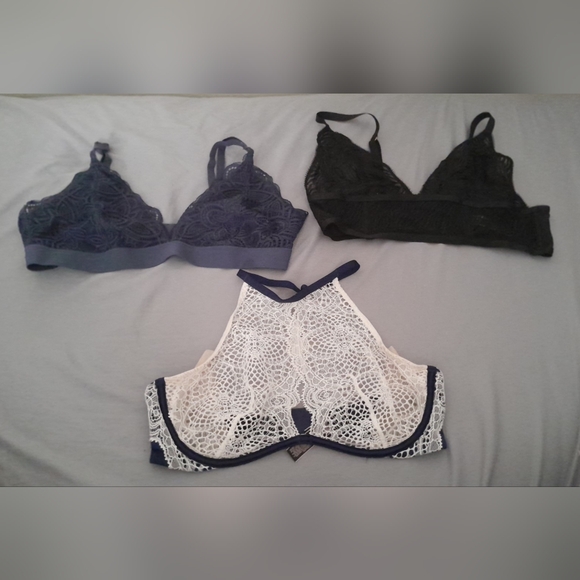 Victoria's Secret Other - Victoria's Secret Lace Bralette Trio - Black, Navy, and White